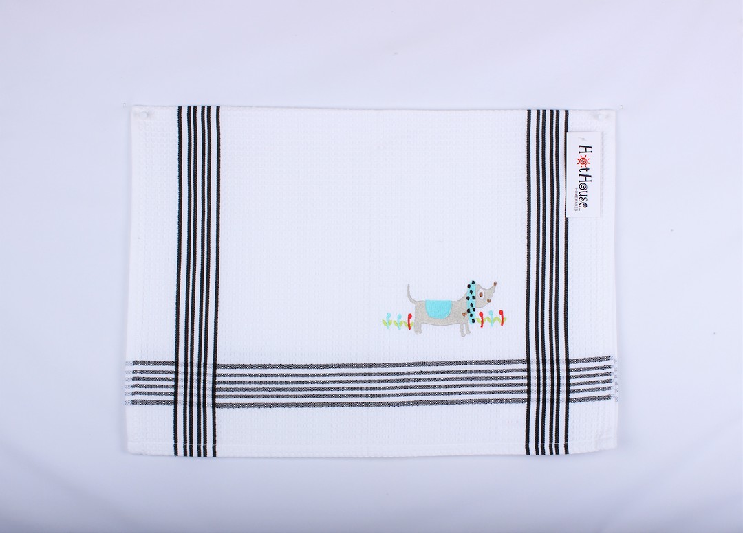 Dog embroidered tea towel; Code: TT-DOG image 0
